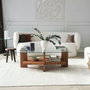 Hanah Home Babylon Mesa de centro de cristal templado y madera